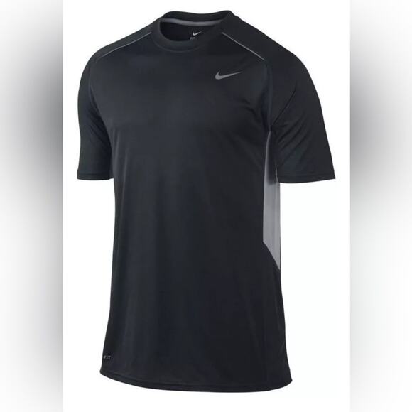 NIKE Men's Dri-Fit Activewear Top Crewneck w/ Mesh Sides Black Gray Size Medium - Picture 2 of 6